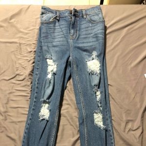 Fashion nova ripped medium washed jeans